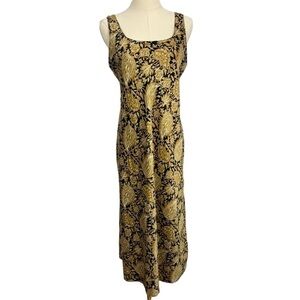Natori Floral Paisley Nightgown Womens S Black Brown Slip Dress Sleepwear EUC